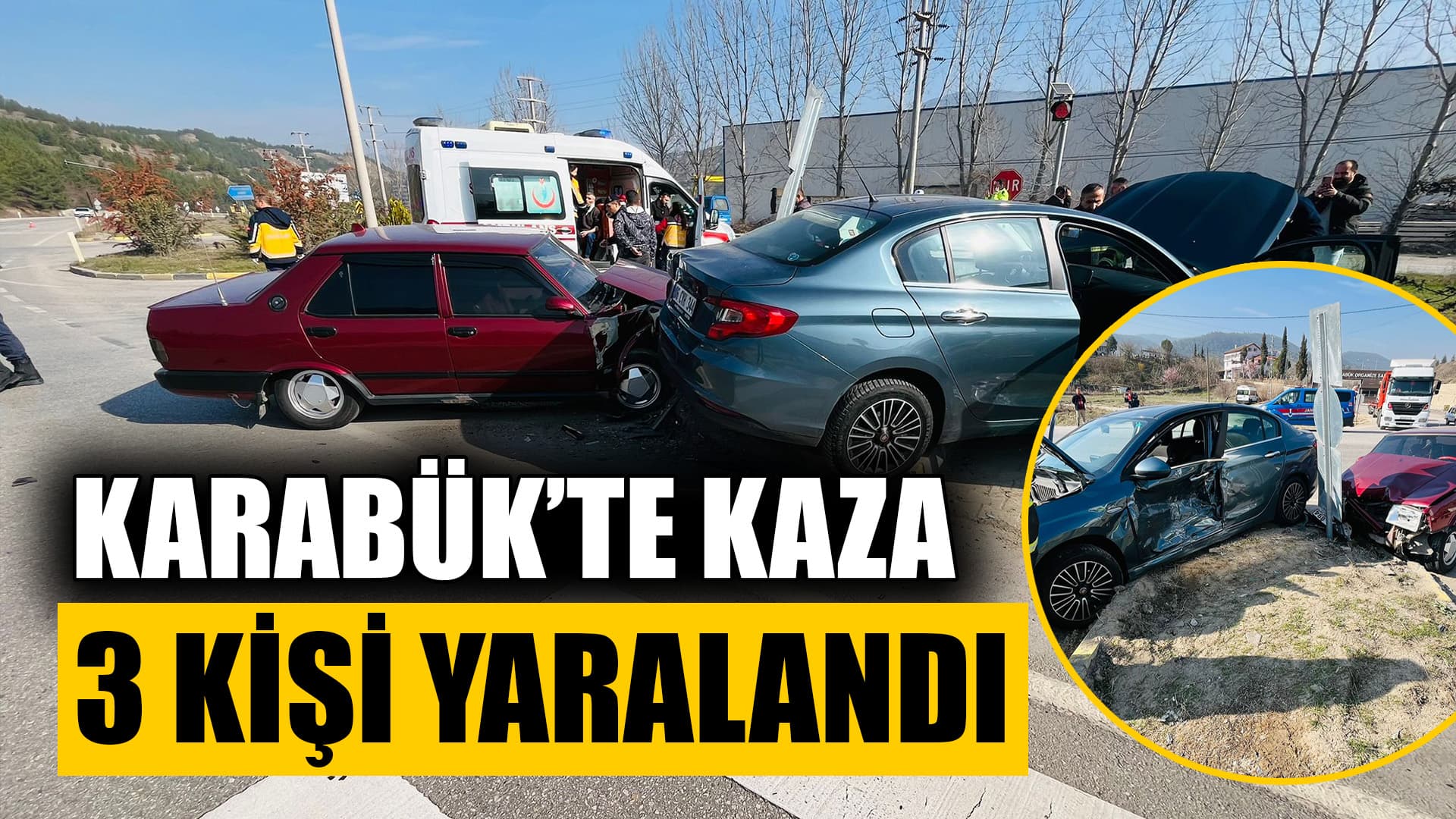 Karabük'te iki otomobilin çarpıştığı kazada 3 kişi yaralandı