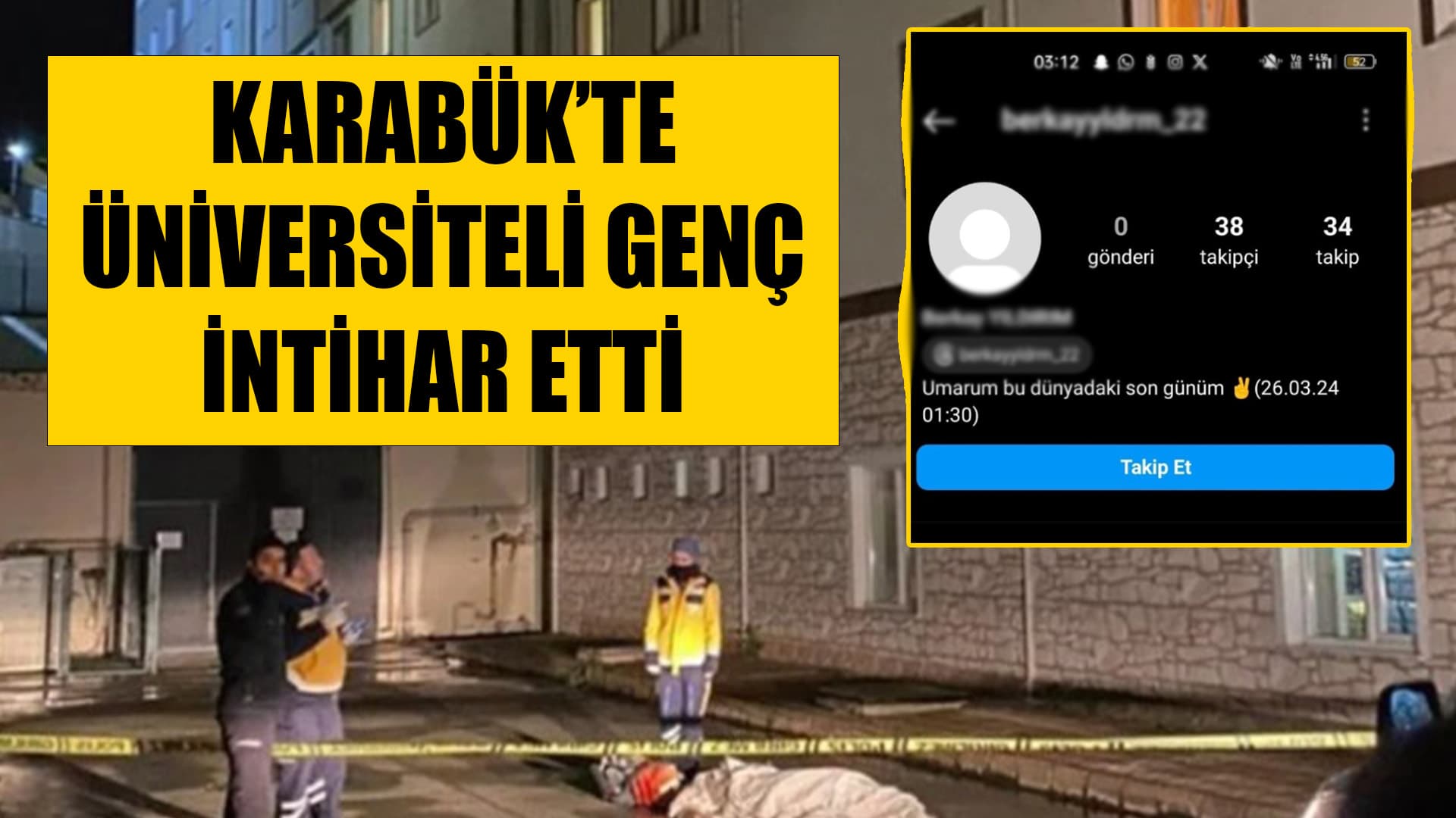 Karabük Üniversitesi Öğrencisi KYK Yurdundan Atlayarak İntihar Etti