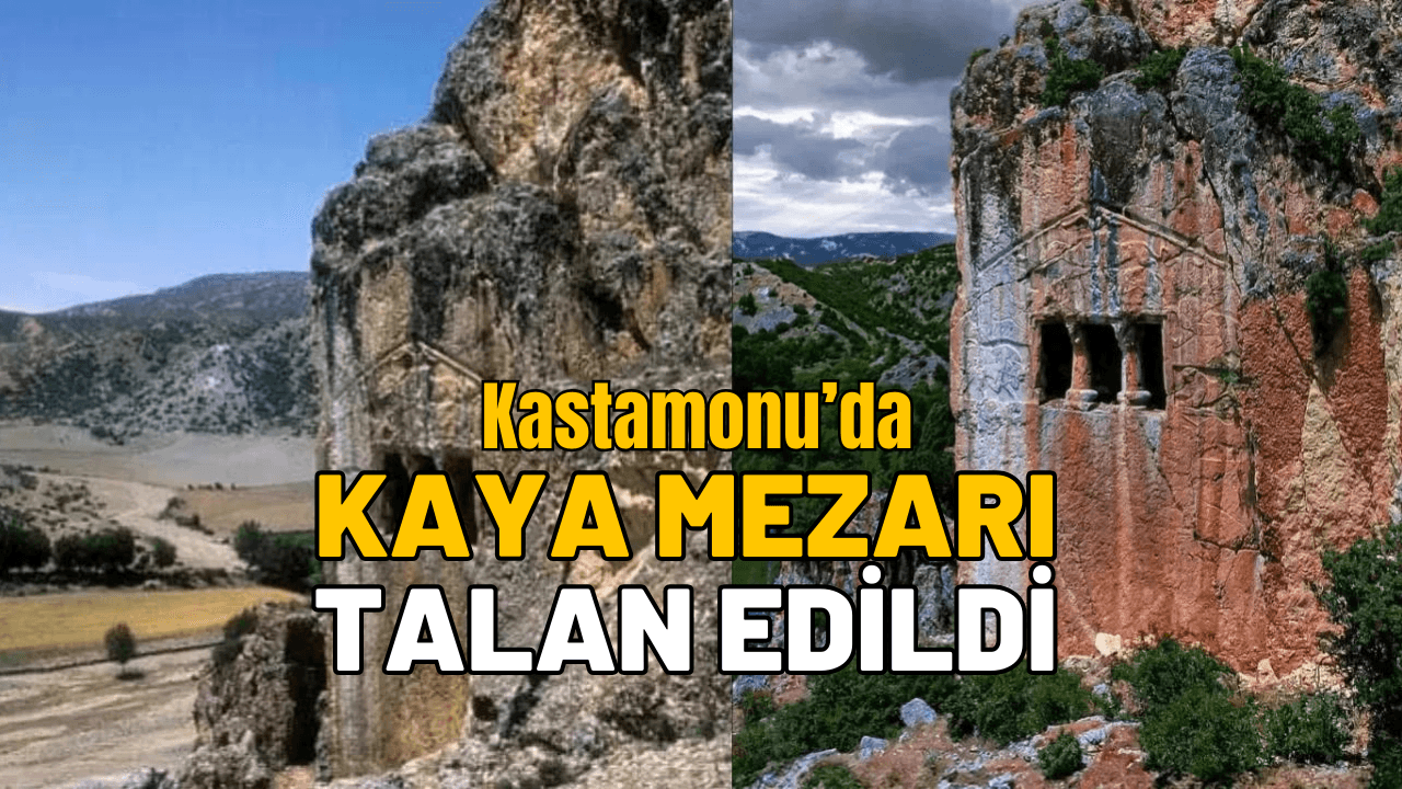 Donalar Kaya Mezarı, defineciler tarafından talan edildi