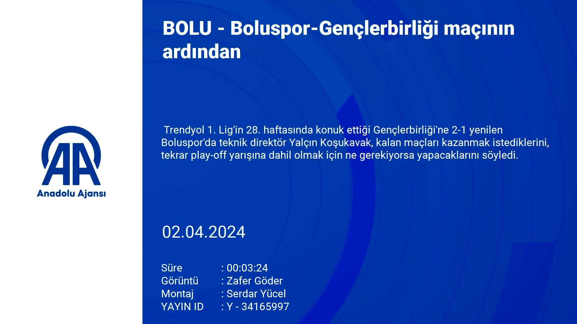Boluspor-Gençlerbirliği maçının ardından