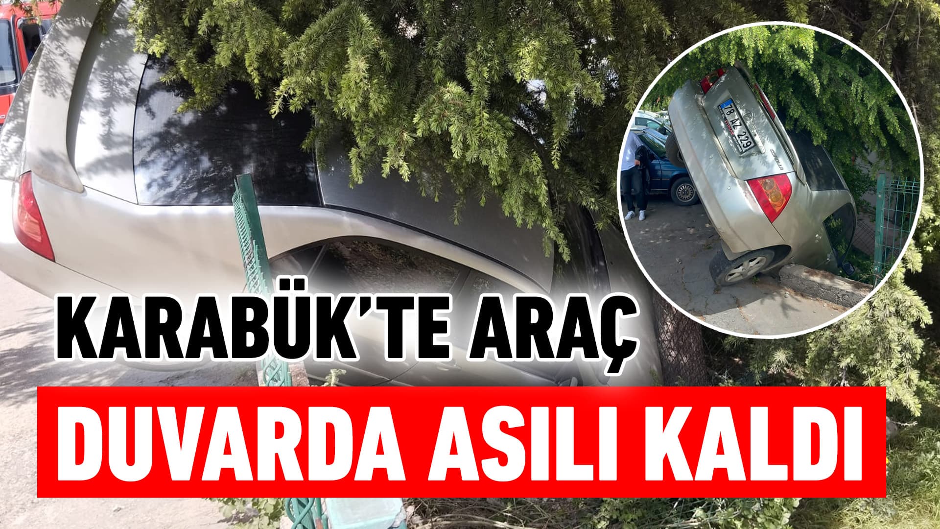 Karabük'te Kaza Yapan Otomobilin Asılı Kaldı