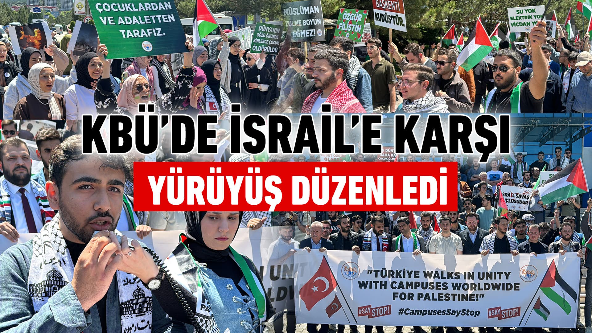 Karabük'te üniversite öğrencileri İsrail'in Gazze saldırılarına karşı yürüdü