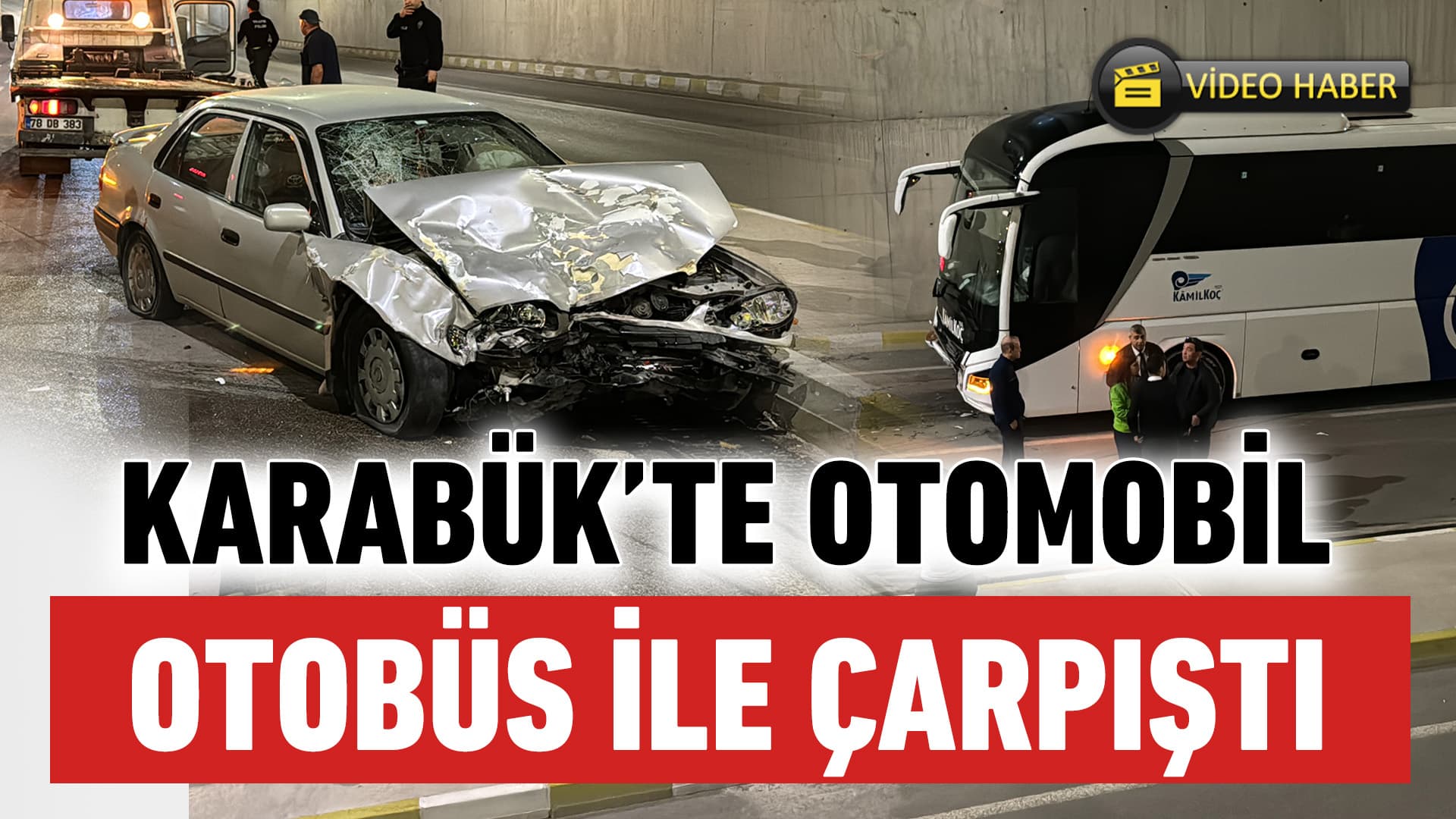 Karabük'te yolcu otobüsüyle çarpışan otomobildeki 2 kişi yaralandı