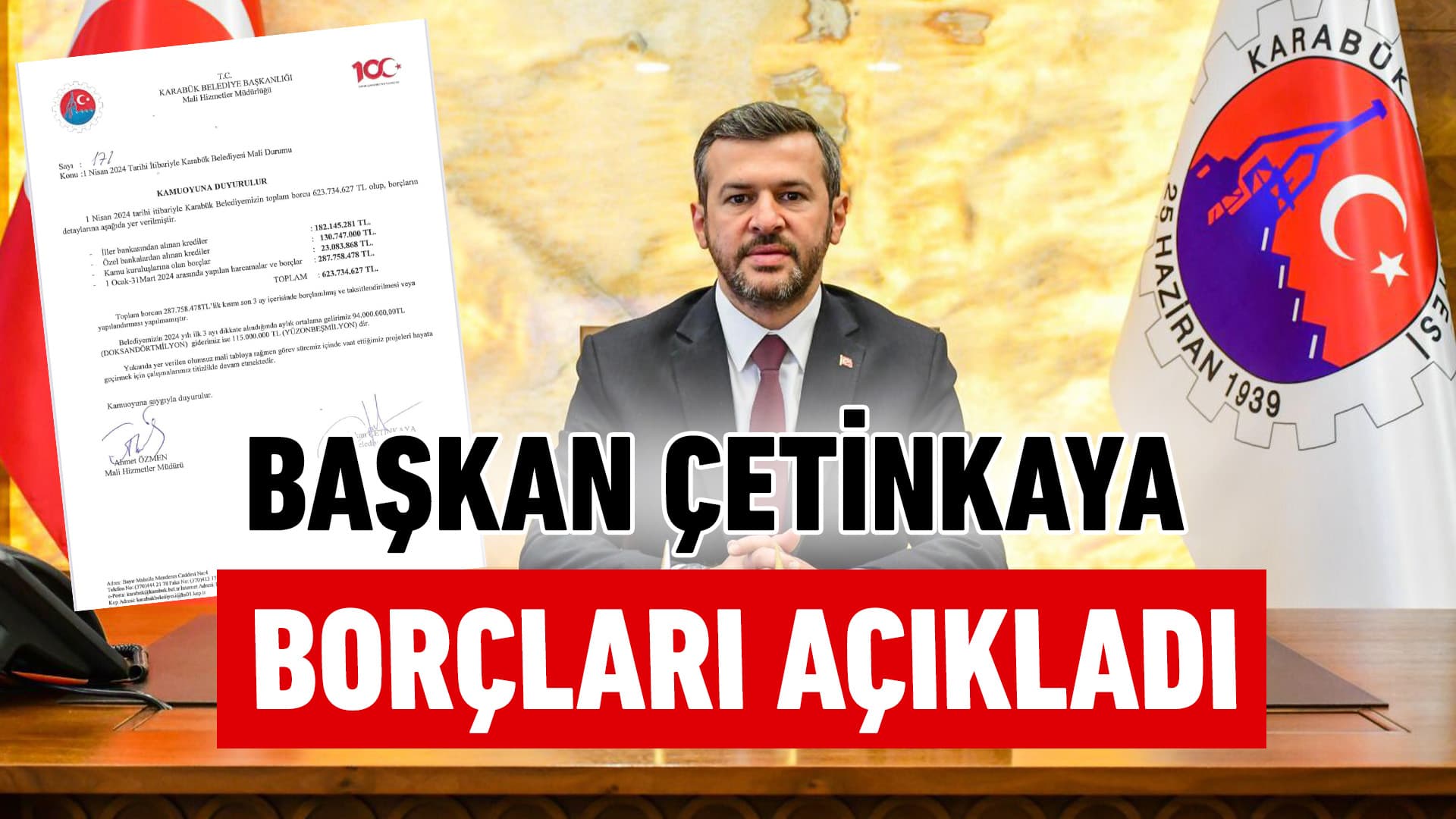 Başkan Çetinkaya Belediyenin Borcunu Açıkladı