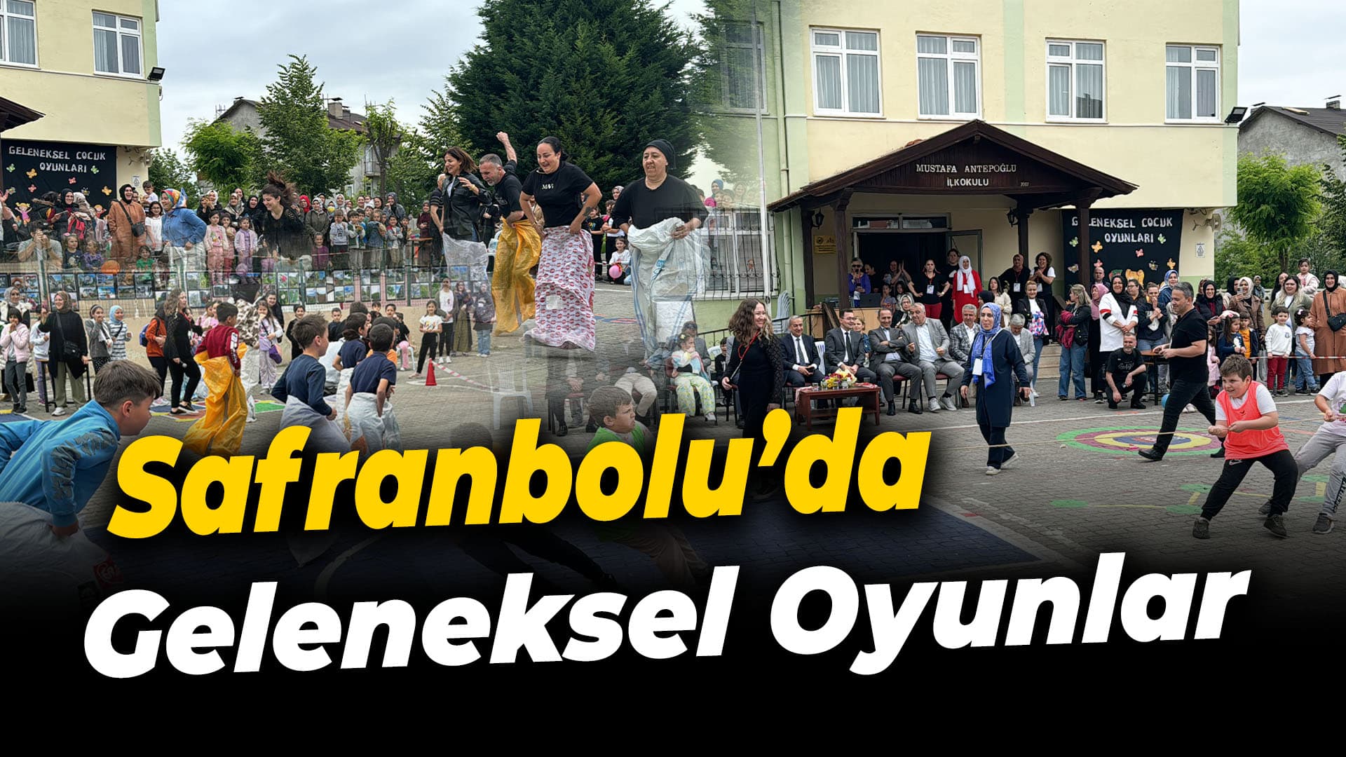 Safranbolu'da öğrenciler ve veliler okul bahçesindeki geleneksel oyun alanında eğlendi