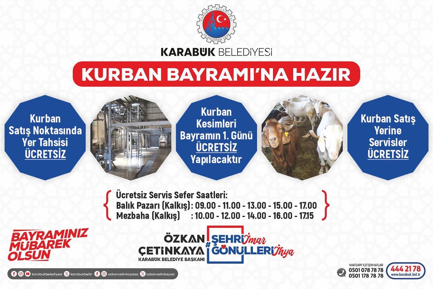 Kurban Bayramı'nda Ücretsiz Yer Tahsisi ve Kesim Hizmeti