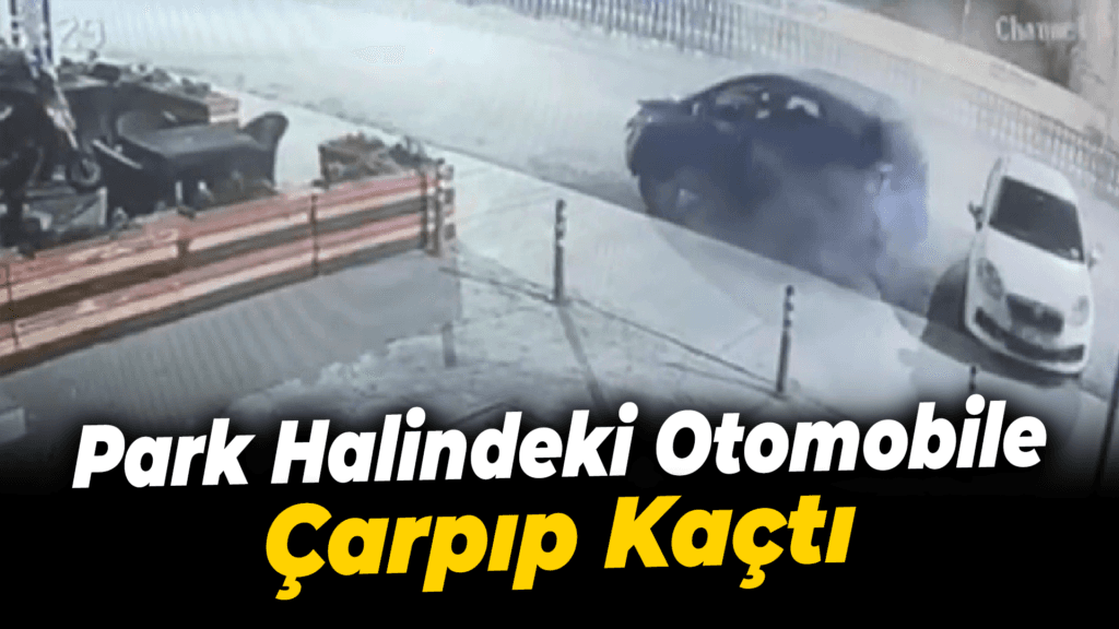 Hafif ticari aracın park halindeki otomobile çarpması kamerada