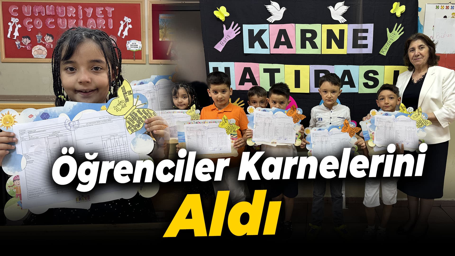 Karabük'teki okullarda öğrenciler karnelerini aldı