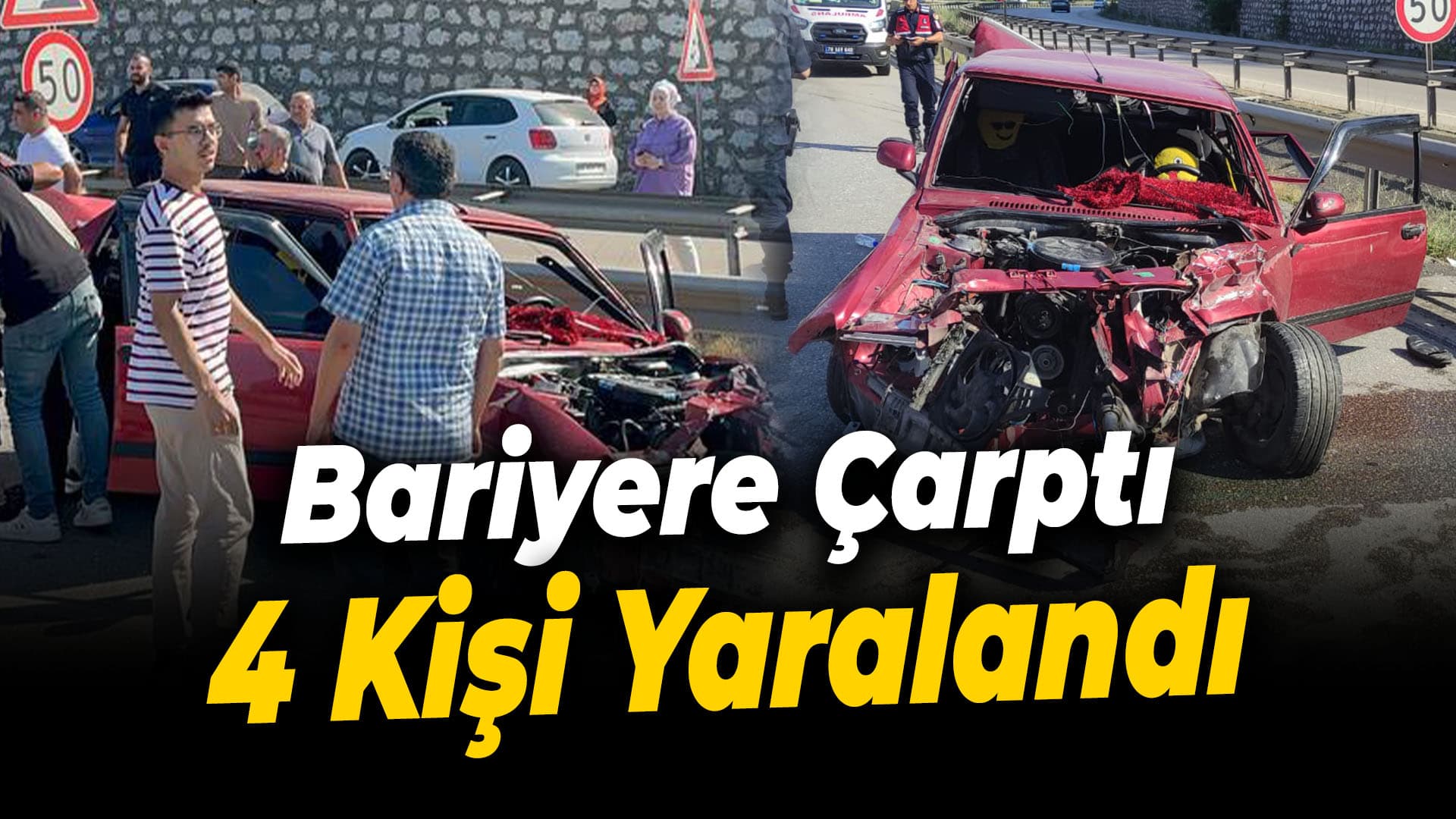 Karabük'te bariyere çarpan otomobildeki 4 kişi yaralandı