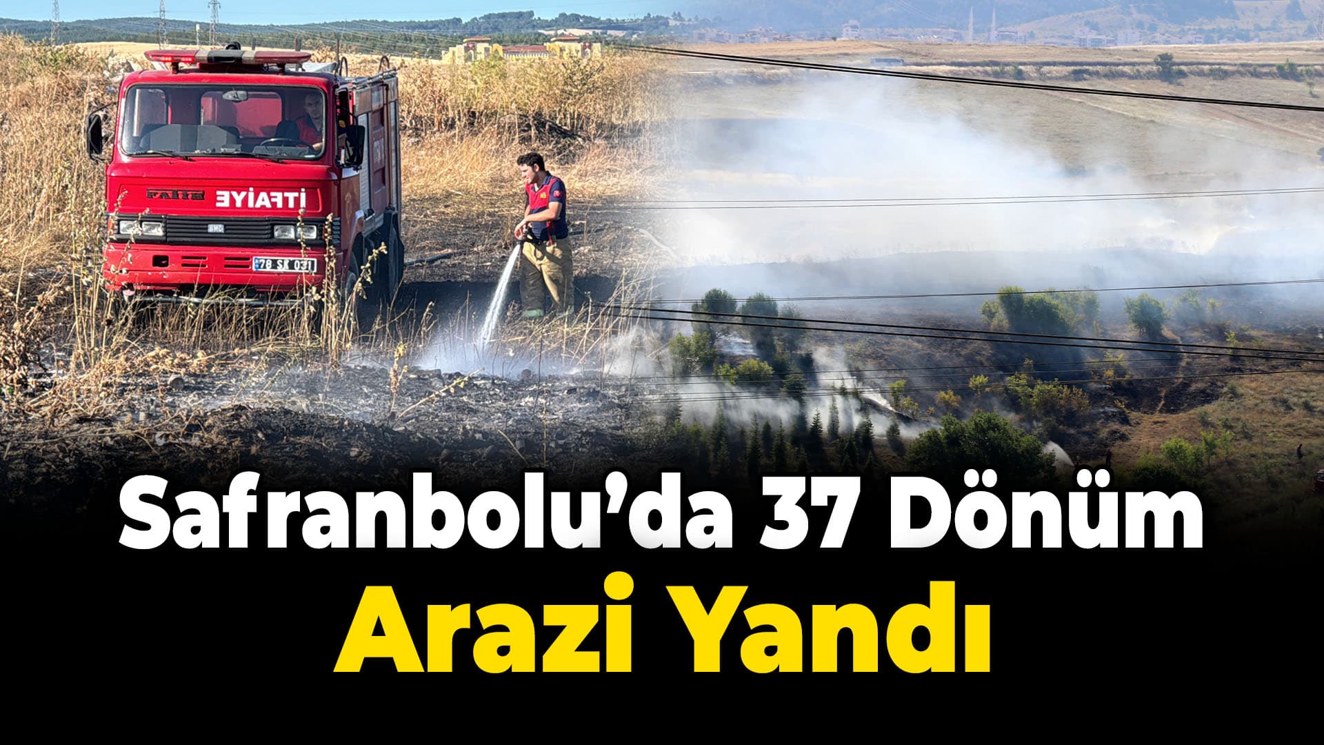 Karabük'te otluk ve ağaçlık alanda çıkan yangın söndürüldü