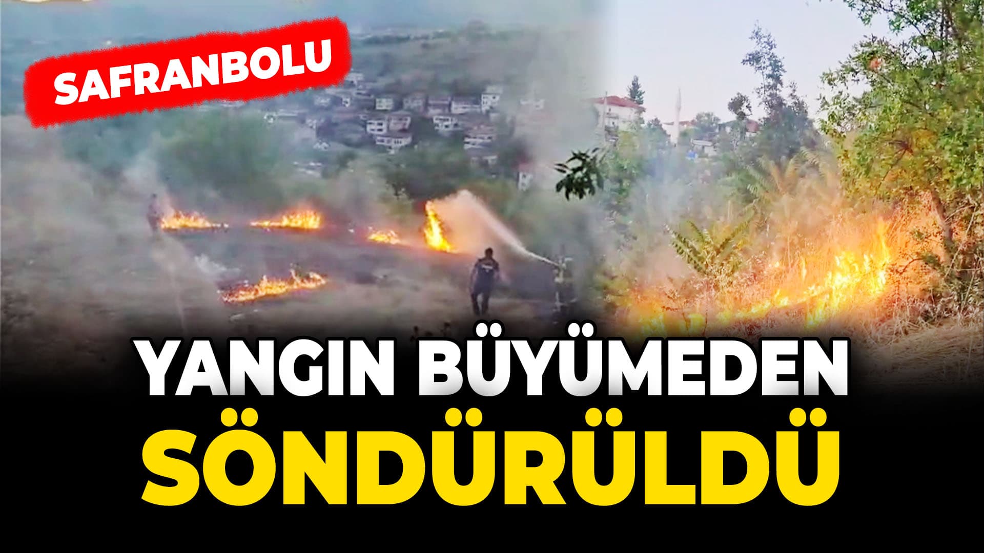 Safranbolu'da otluk alanda çıkan yangın büyümeden söndürüldü