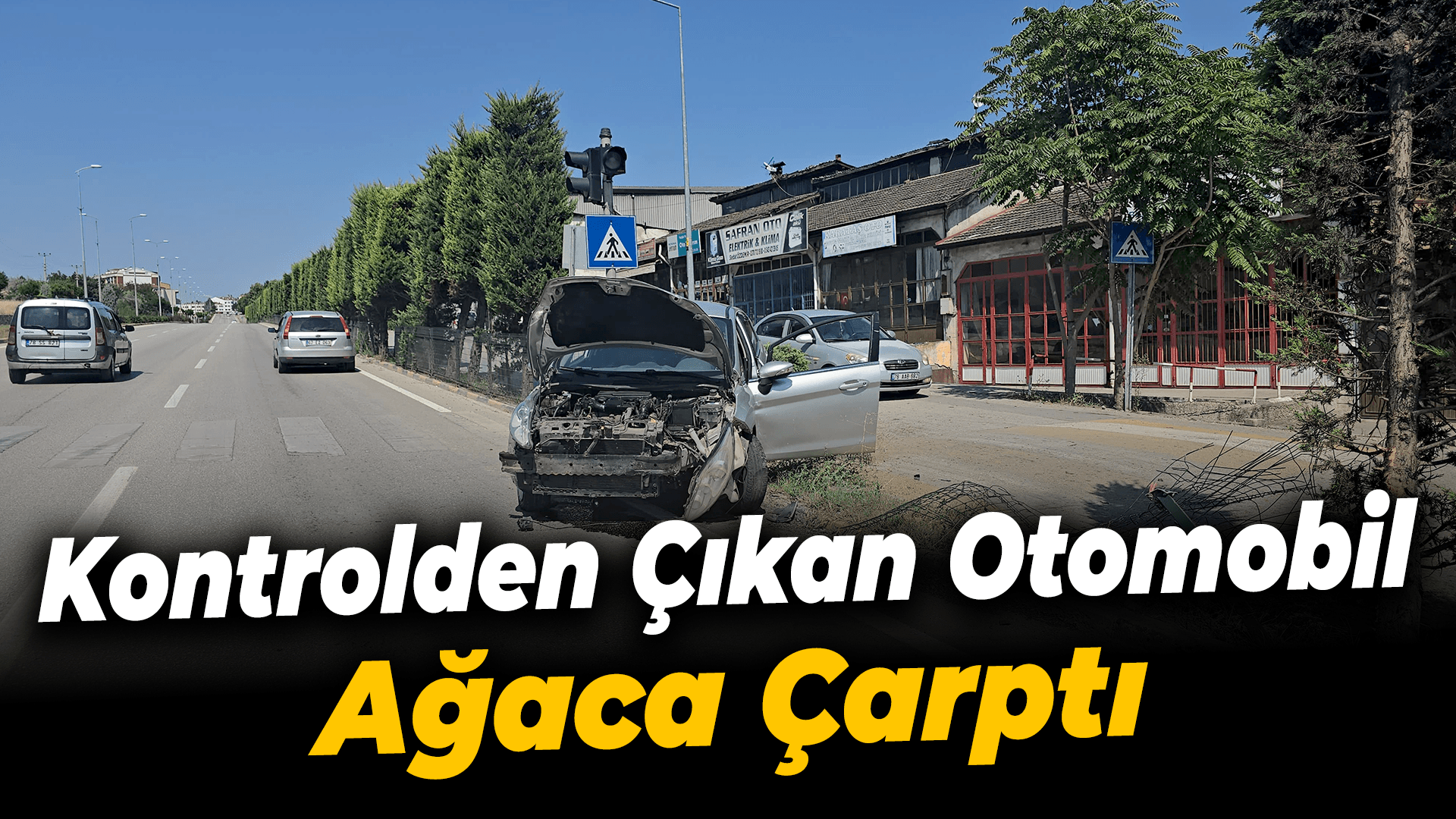 Yol kenarındaki ağaçlara çarpan otomobilin sürücüsü yaralandı