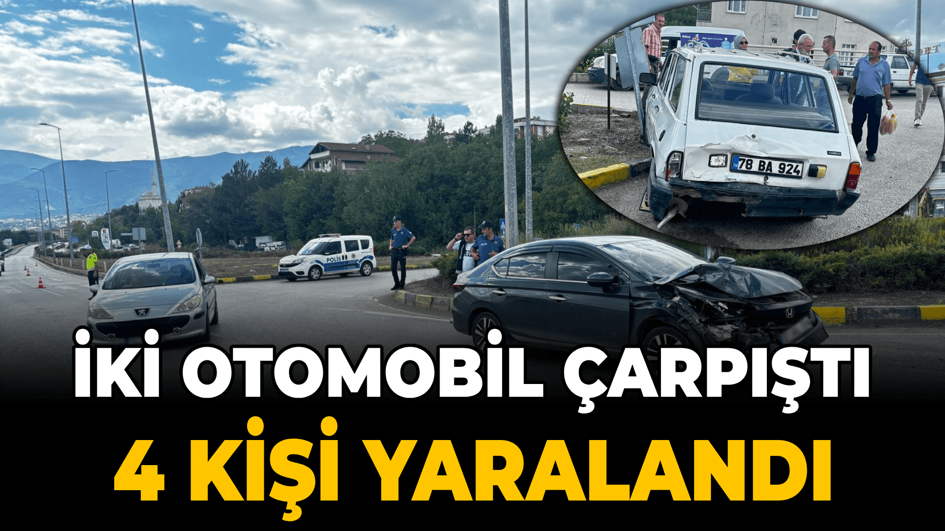 Karabük'te 2 otomobilin çarpıştığı kazada 4 kişi yaralandı
