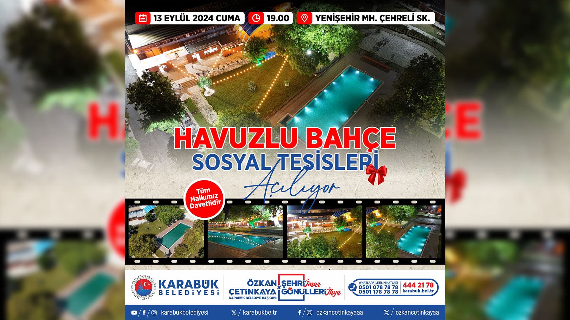 Karabük'te Havuzlu Bahçe Sosyal Tesisleri Yarın Açılıyor
