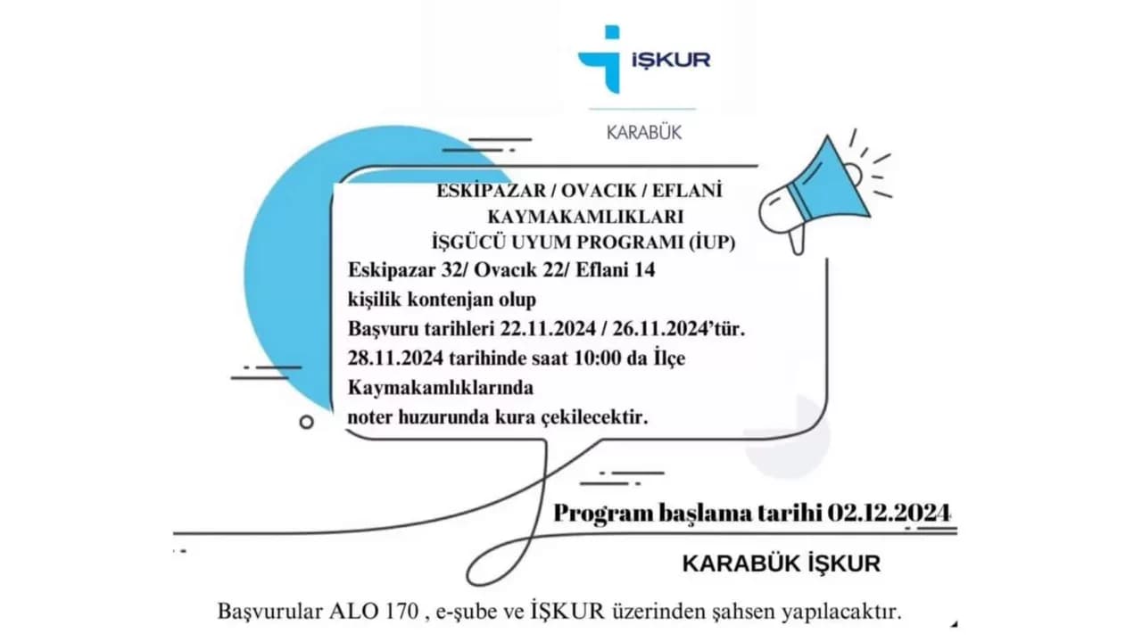 Karabük’te İşgücü Uyum Programı Başlıyor