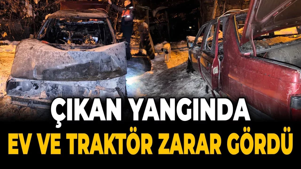 Karabük'te Otomobilde Çıkan Yangında Ev ve Traktör Zarar Gördü