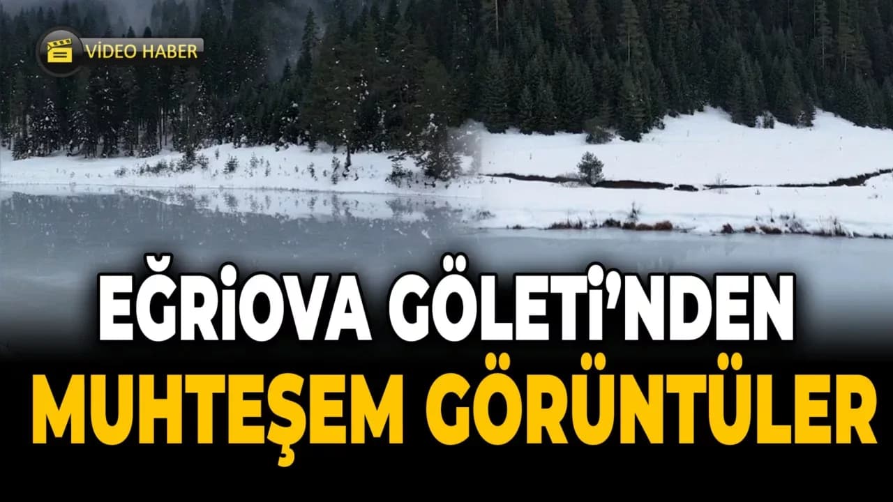 Karabük'teki Eğriova Göleti'nin Yüzeyi Buz Tuttu