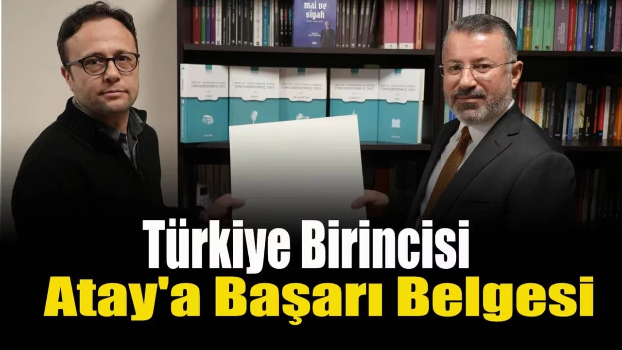 Rektör Kırışık'tan Türkiye Birincisi Atay'a Başarı Belgesi