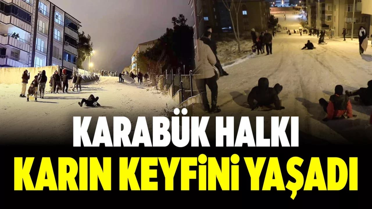 Karabük'te Yolları Kayak Pistine Çevirip Doyasıya Eğlendiler