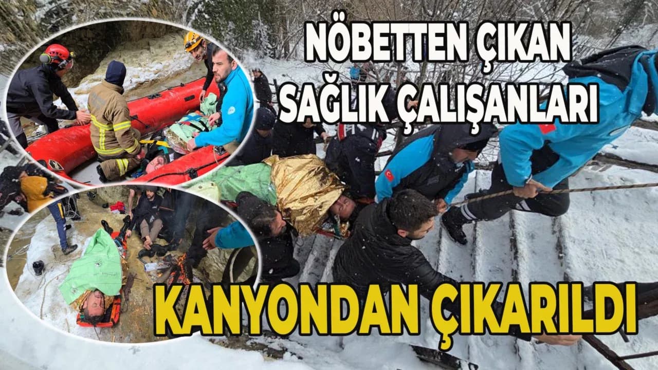 Safranbolu'da buz kaplı yoldan çıkan otomobil 30 metreden kanyona uçtu