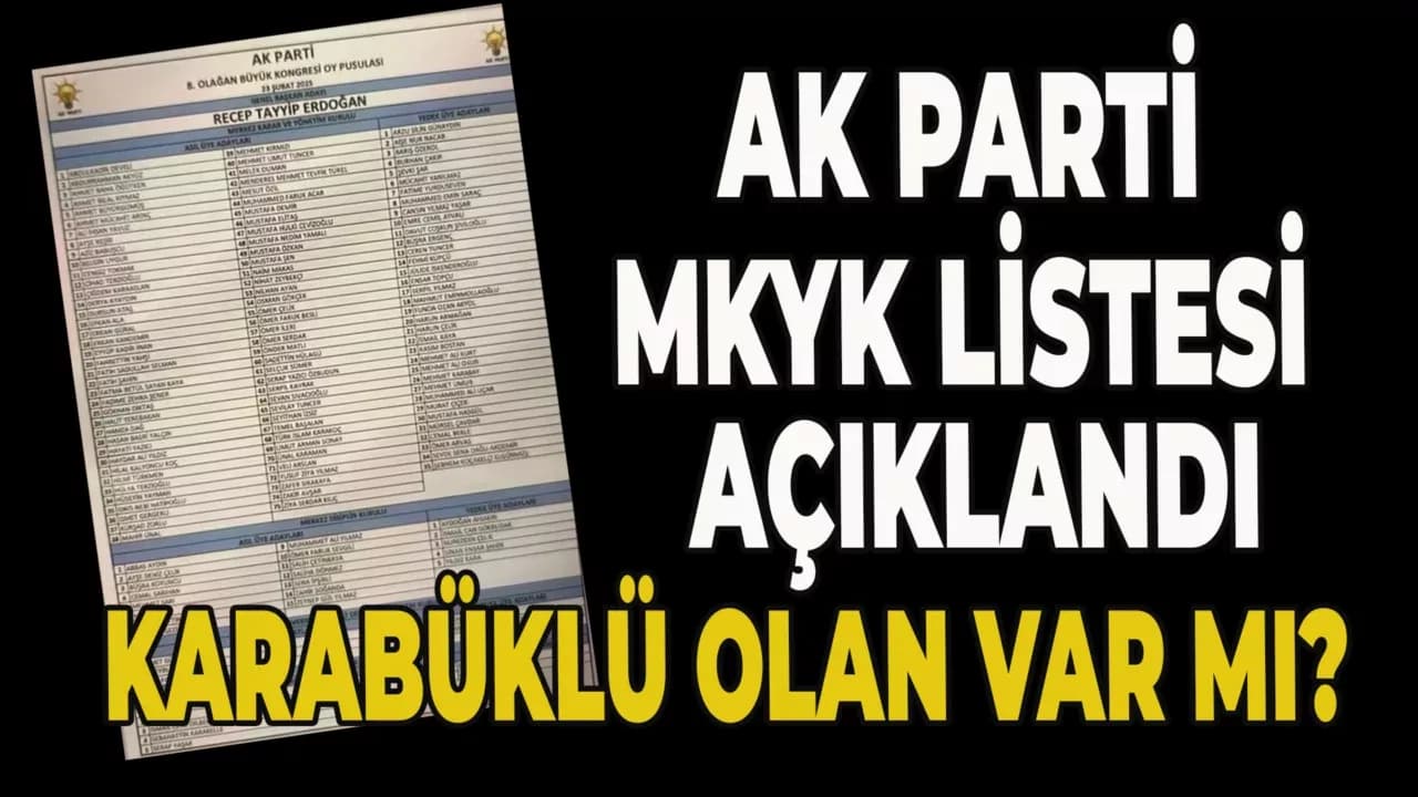 AK Parti'nin Yeni MKYK Listesi Belli Oldu