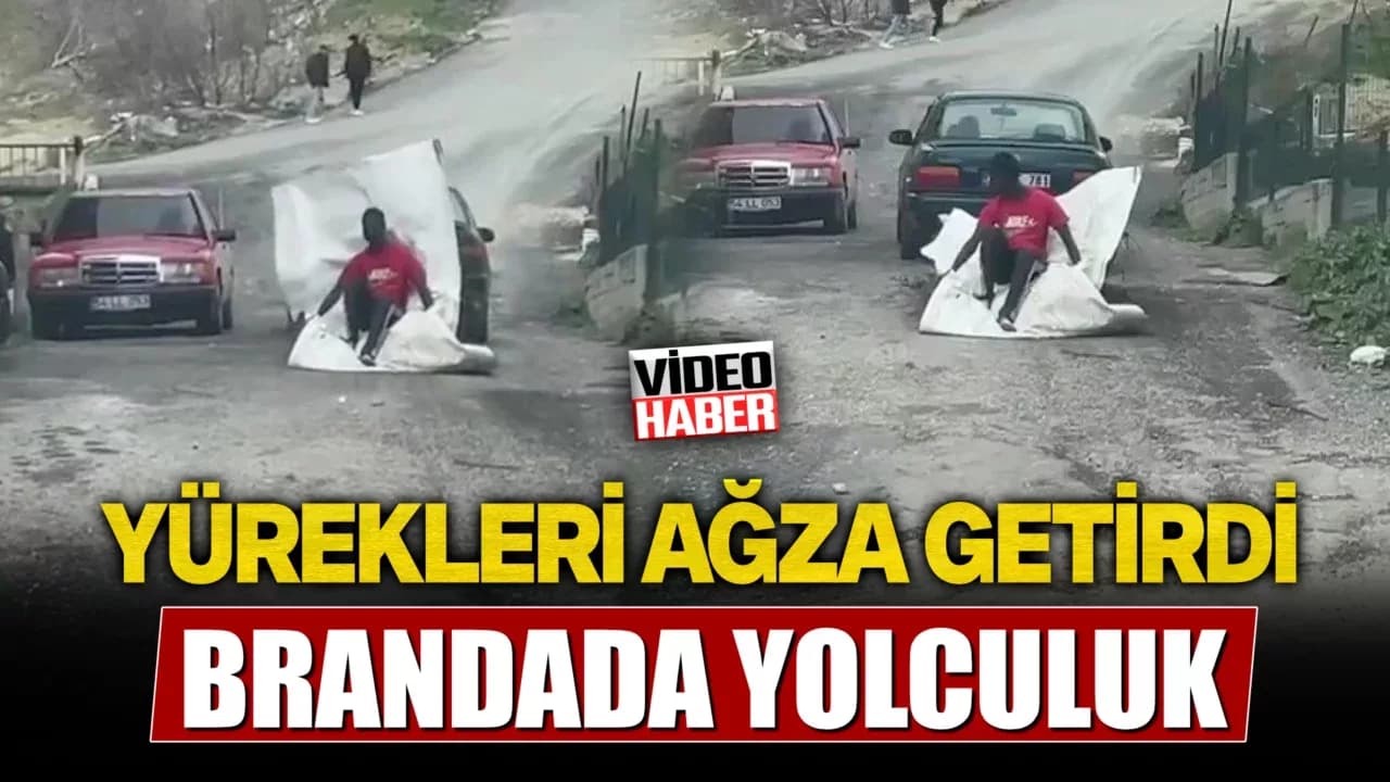 Karabük'te otomobilin arkasına bağlanan brandada yolculuk kamerada
