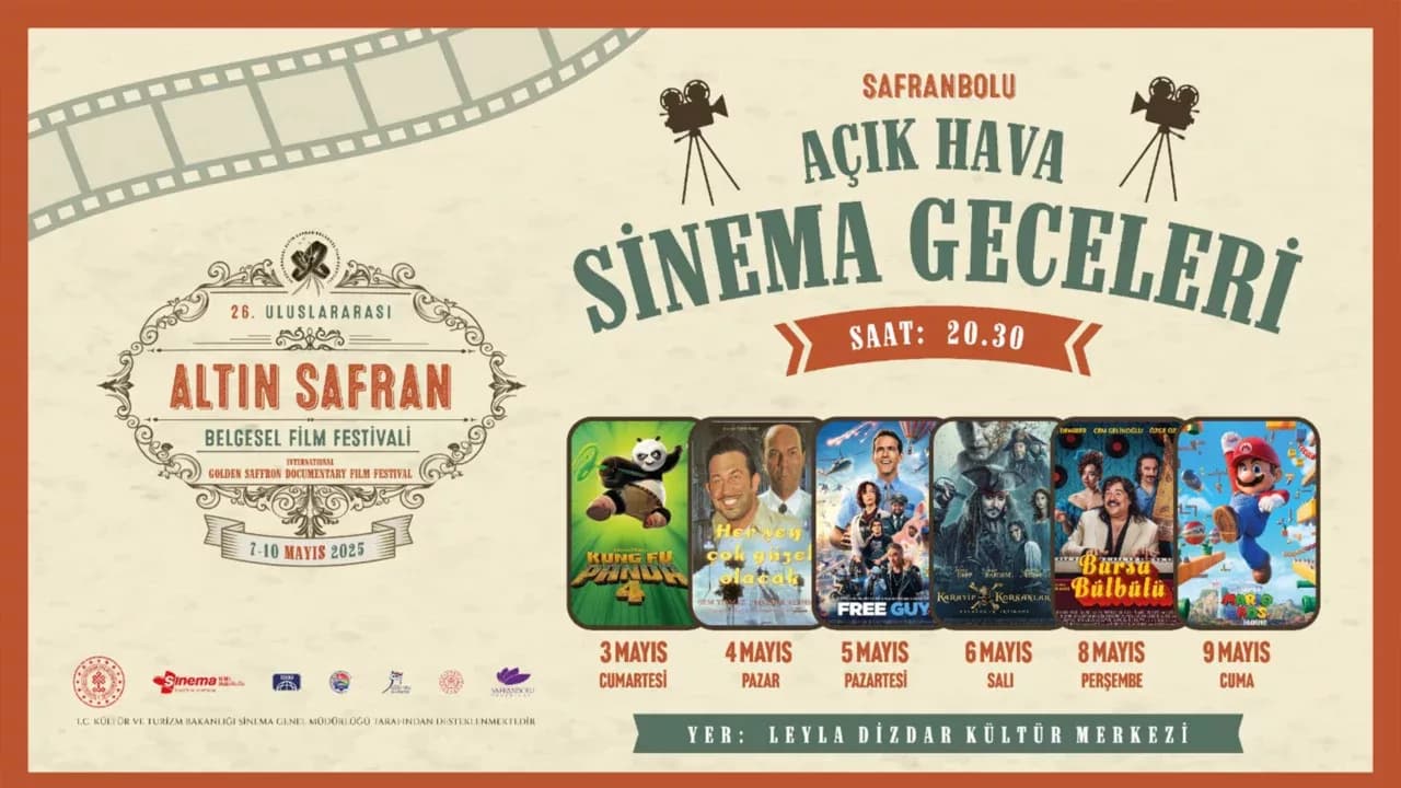 Safranbolu'da Açık Hava Sinema Geceleri Başlıyor