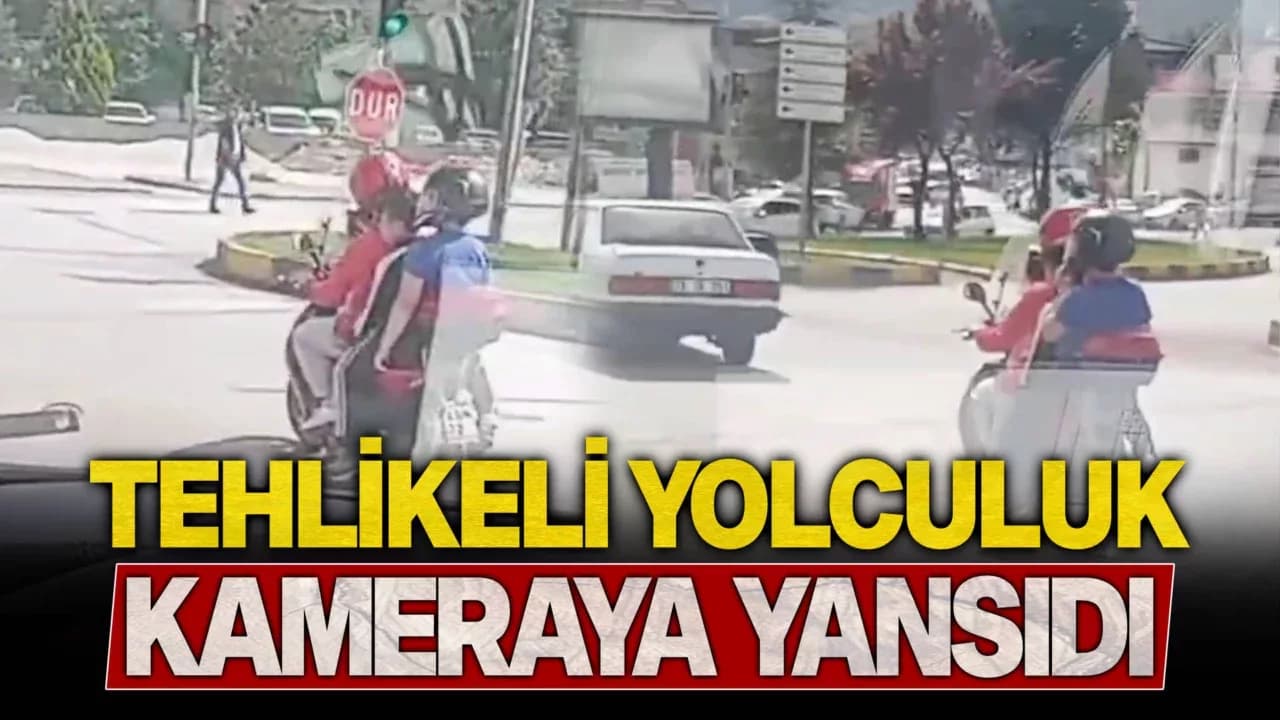 Motosiklette 4 kişilik tehlikeli yolculuk kamerada