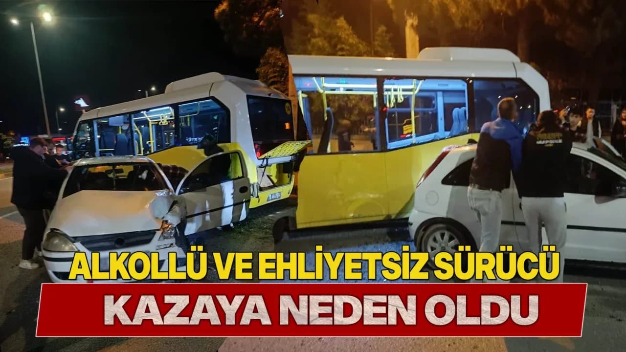 Alkollü ve ehliyetsiz sürücünün makas atıp kaza yaptığı anlar kamerada
