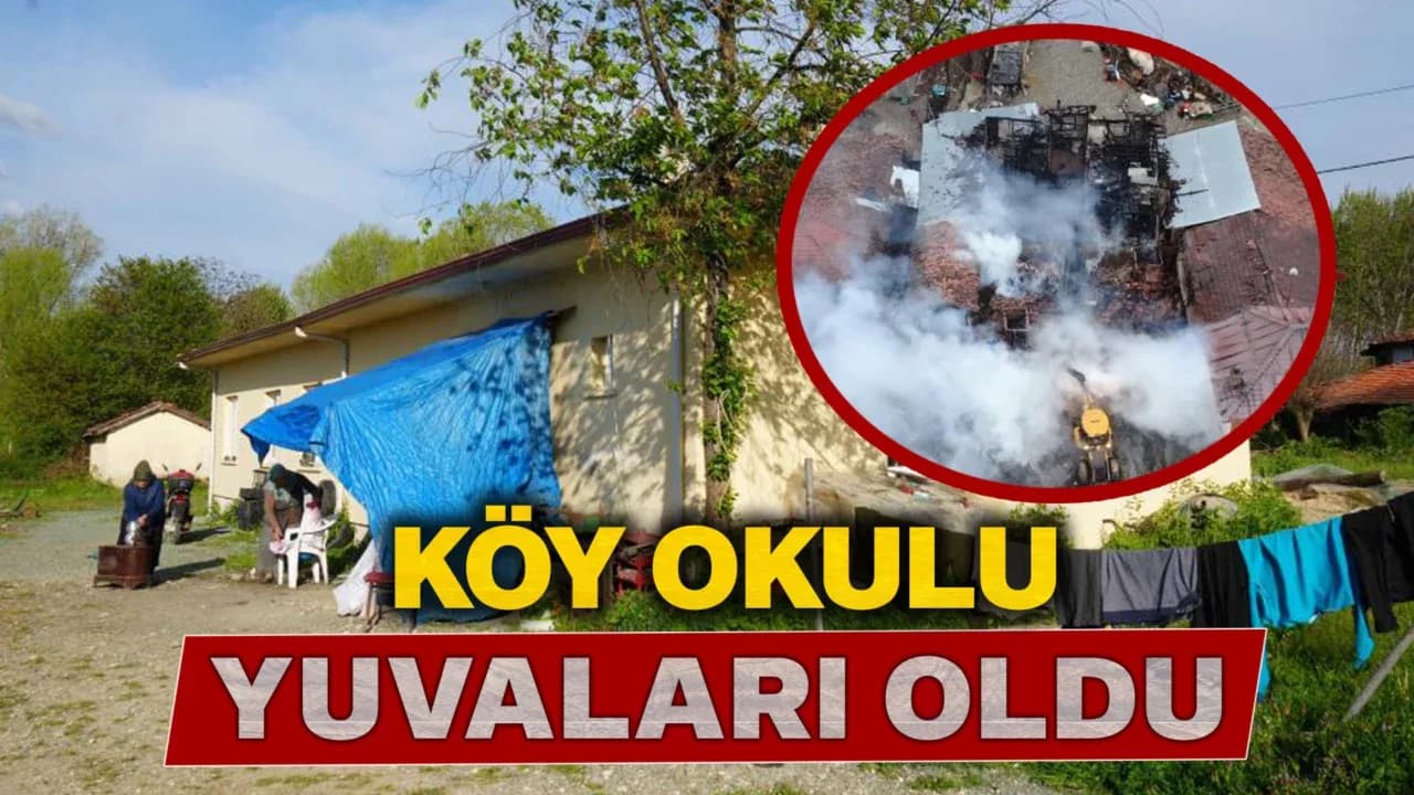 Evlerini yangında kaybeden aile iki yıldır köy okulunda yaşama tutunmaya çalışıyor