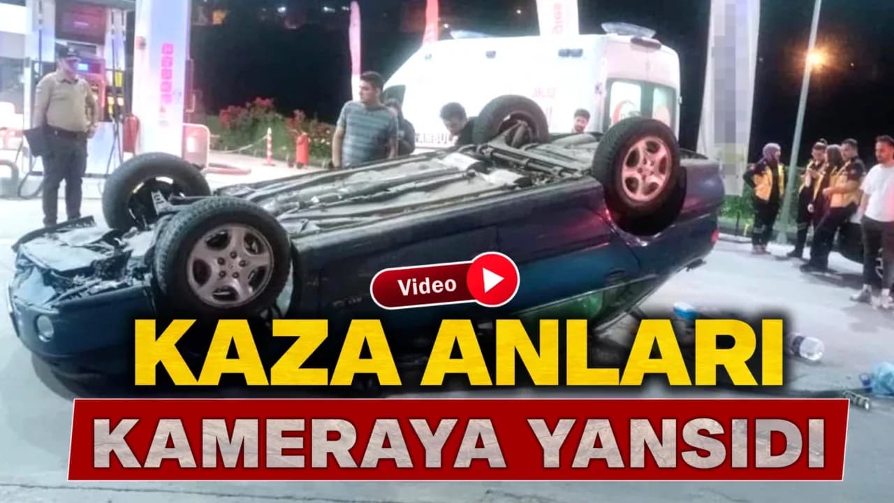 Karabük'te otomobil kaldırıma çarpıp ters döndü