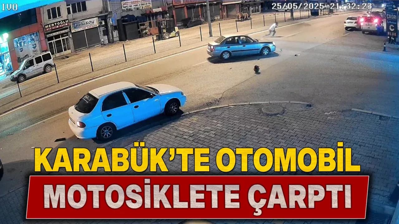 Otomobilin çarptığı motosikletlinin sürüklendiği anlar kamerada