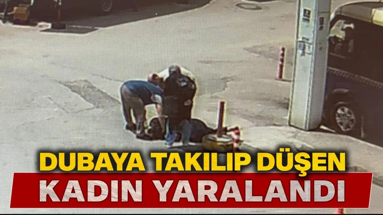 Dubaya takılıp düşerek yaralanan kadın kamerada