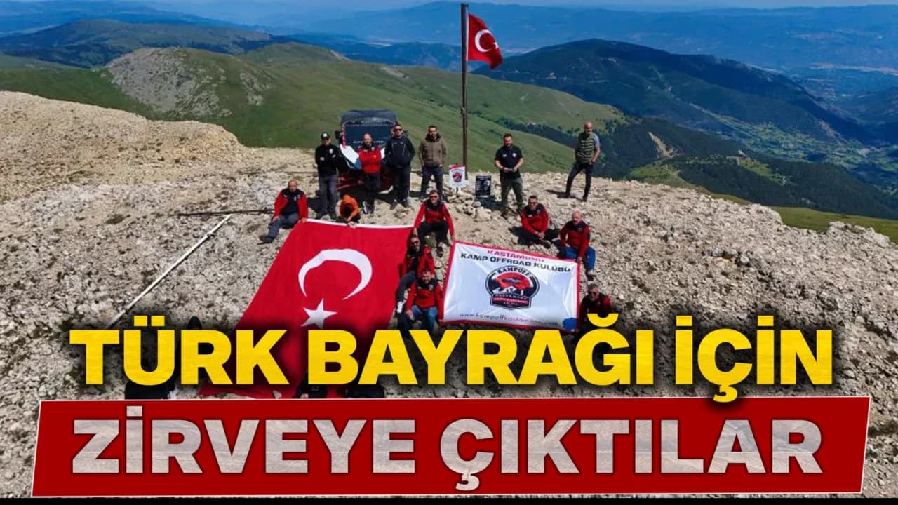 Off-road tutkunları 2 bin 587 rakımlı zirvedeki Türk bayrağını değiştirdi