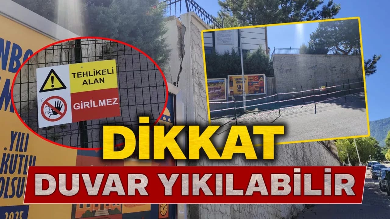 Safranbolu Kanunî Ortaokulu İstinat Duvarında Çatlak Endişe Yaratıyor