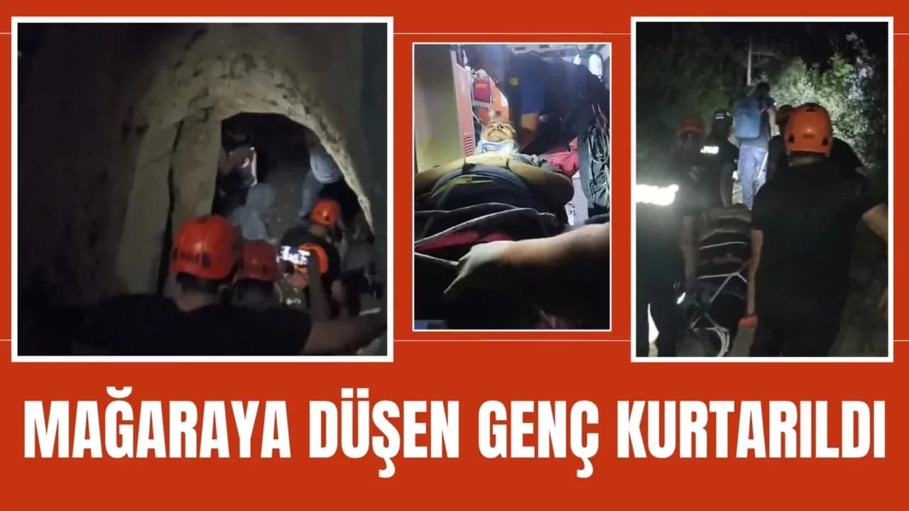 5 metre yükseklikten mağaraya düşen genç kurtarıldı