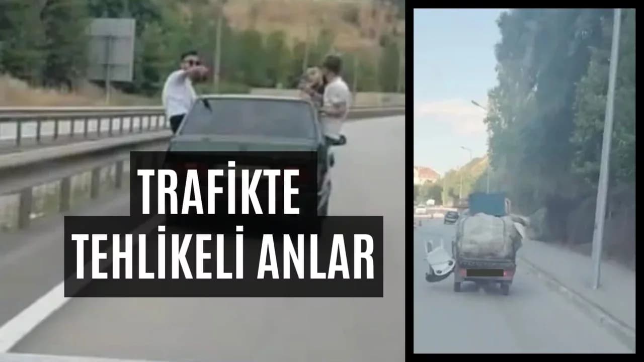 Karabük'te tehlikeli yolculuklar ve taşımacılık kameralara yansıdı