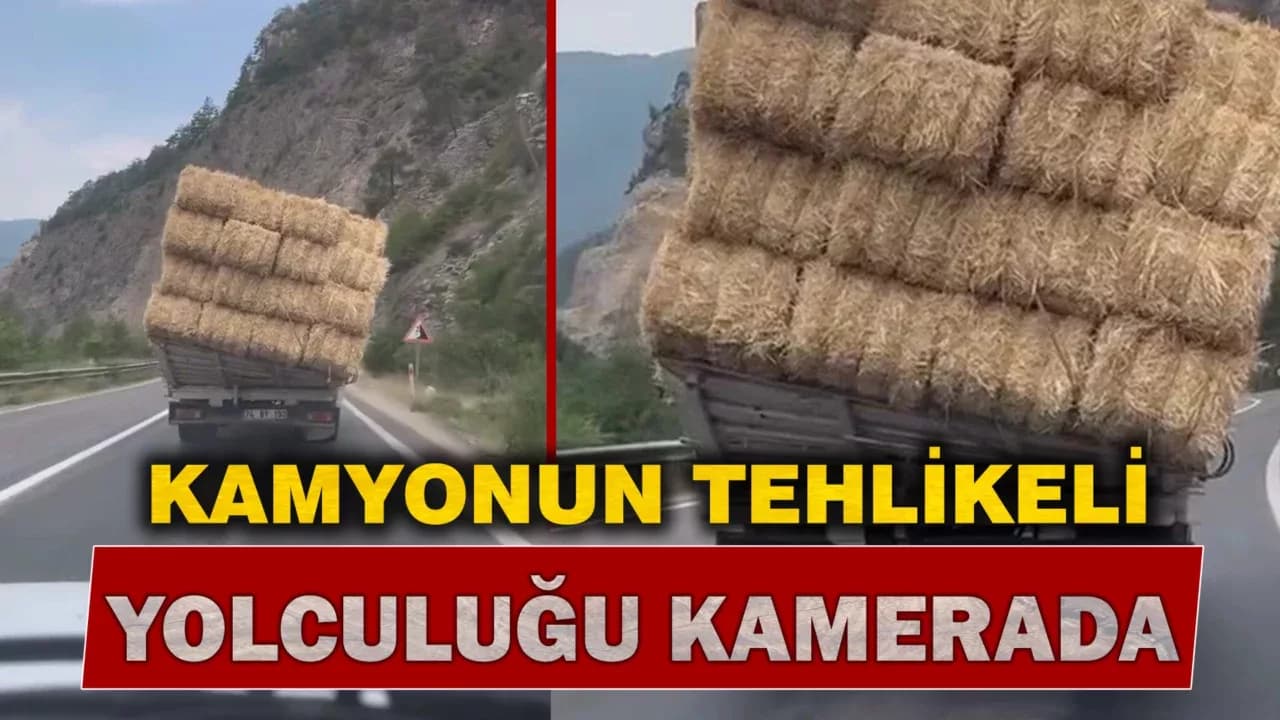Saman yüklü kamyonun tehlikeli yolculuğu kamerada