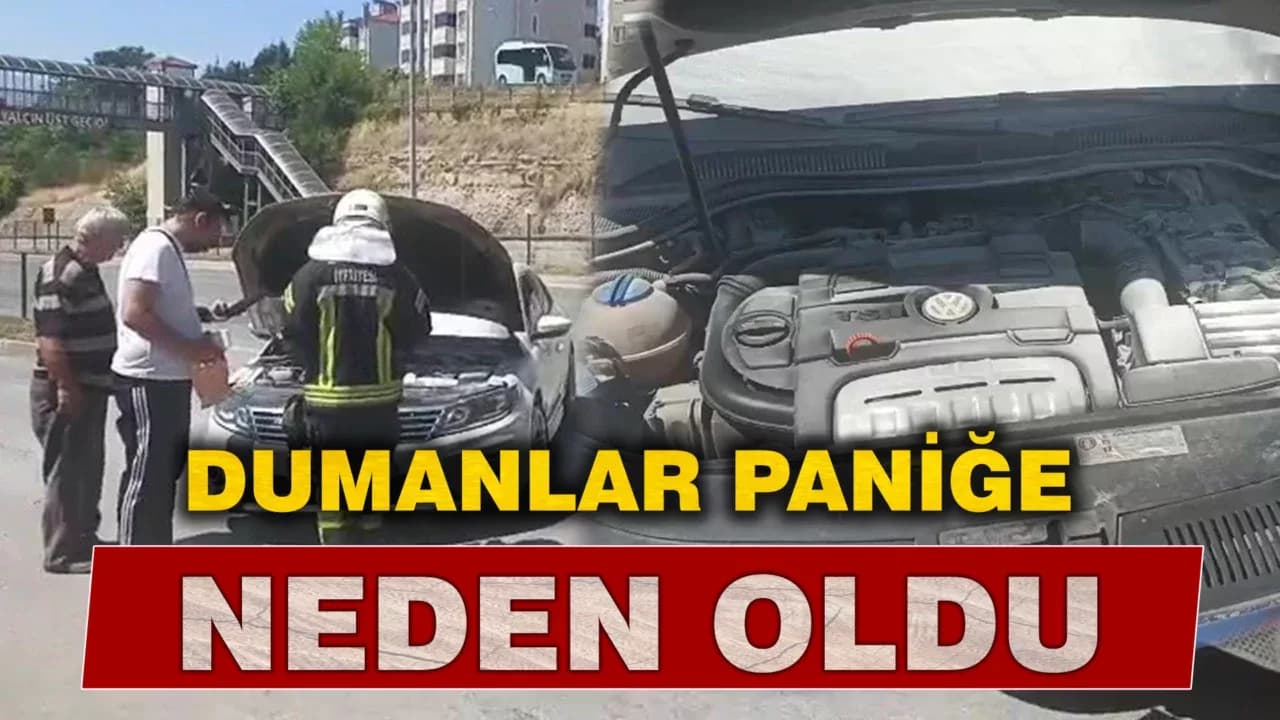 Otomobilden yükselen dumanlar paniğe neden oldu
