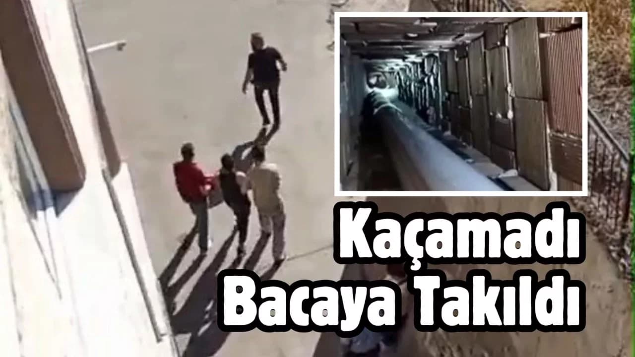 Polise yakalanmamak için girdiği bacada sıkıştı