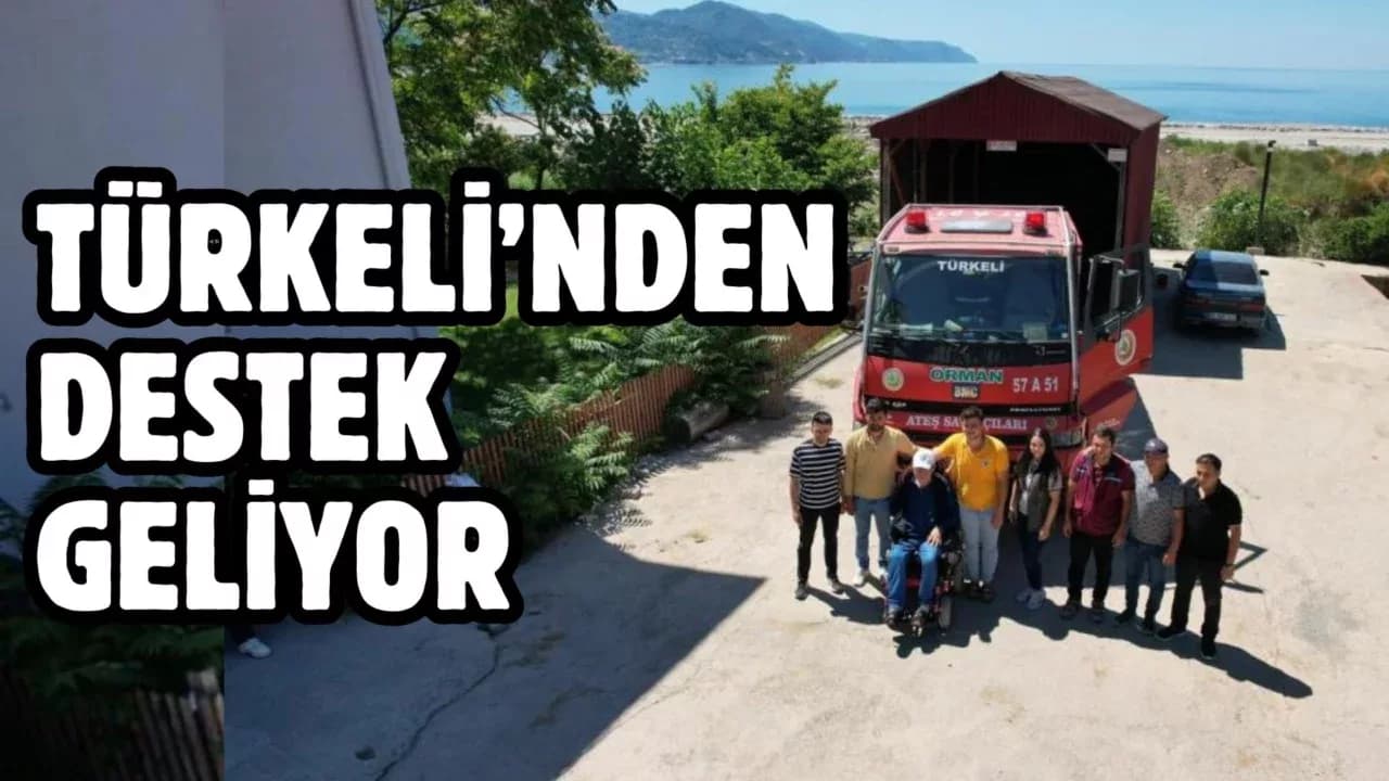 Orman yangını söndürme çalışmasına Türkeli'den destek