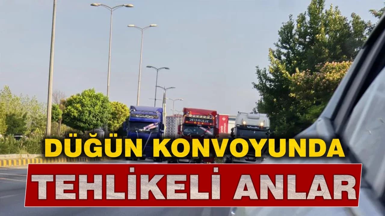 Düğün Konvoyundaki Araçlar Trafik Kurallarını Hiçe Saydı