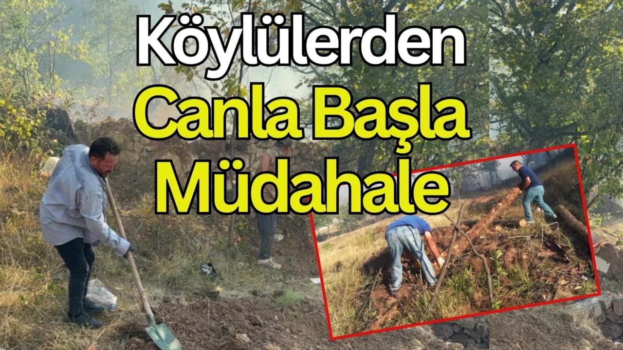 Karabük'te köylüler, evlerini korumak için su taşıyarak yangına müdahale etti