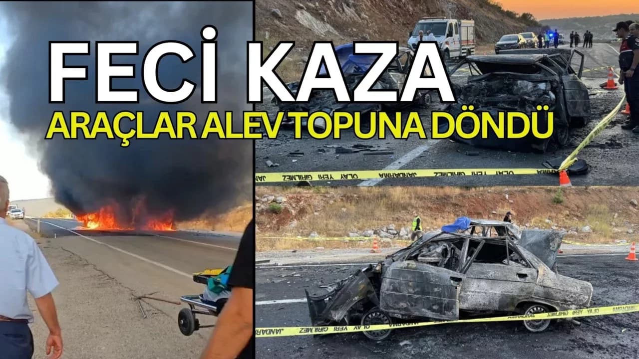 Karabük'teki feci kaza kamerada: Otomobilller alev topuna döndü