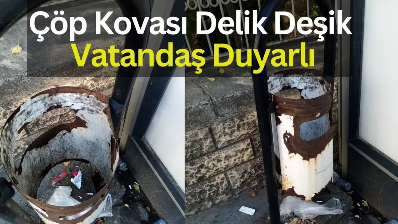 Şirinevler’de Çözüm Bekleyen Küçük Bir Detay: Halk Otobüs Durağındaki Çöp Kovası Yenilenmeyi Bekliyor