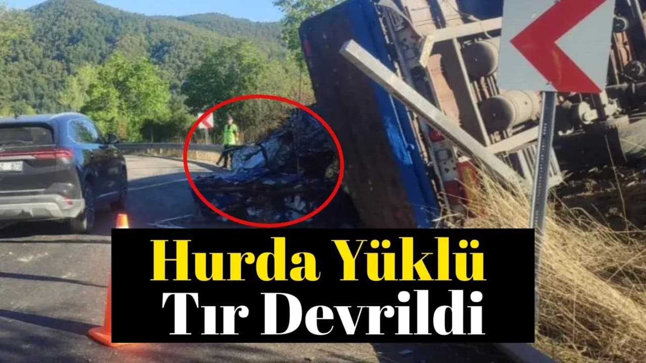 Karabük'te hurda yüklü tır devrildi: 1 yaralı
