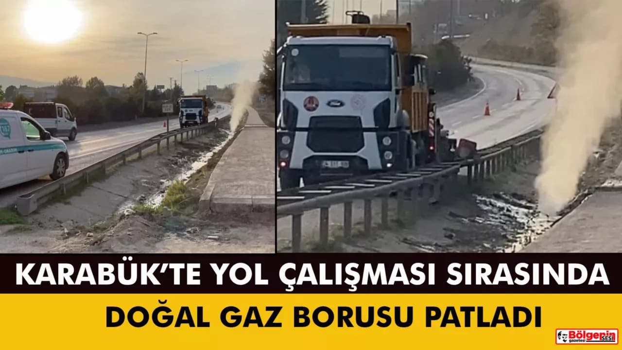 Çalışmalar sırasında patlayan doğal gaz borusu tedirgin etti