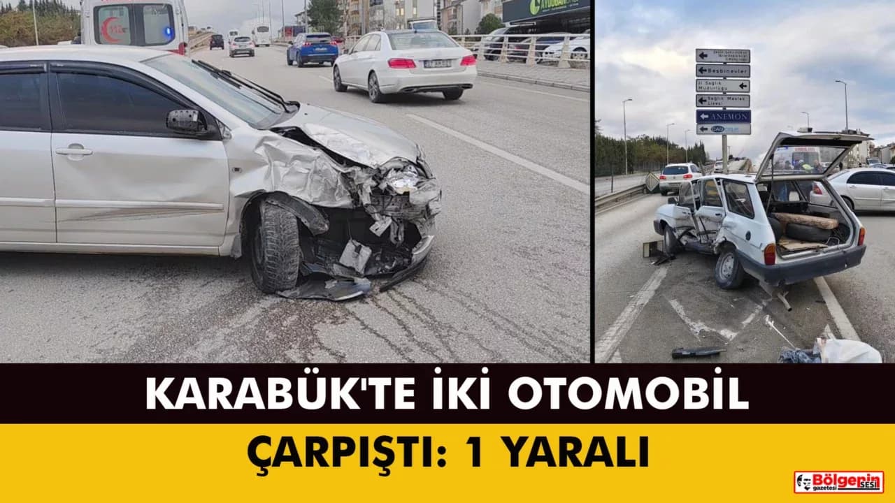 Karabük'te iki otomobilin çarpıştığı kaza anı kamerada: 1 yaralı