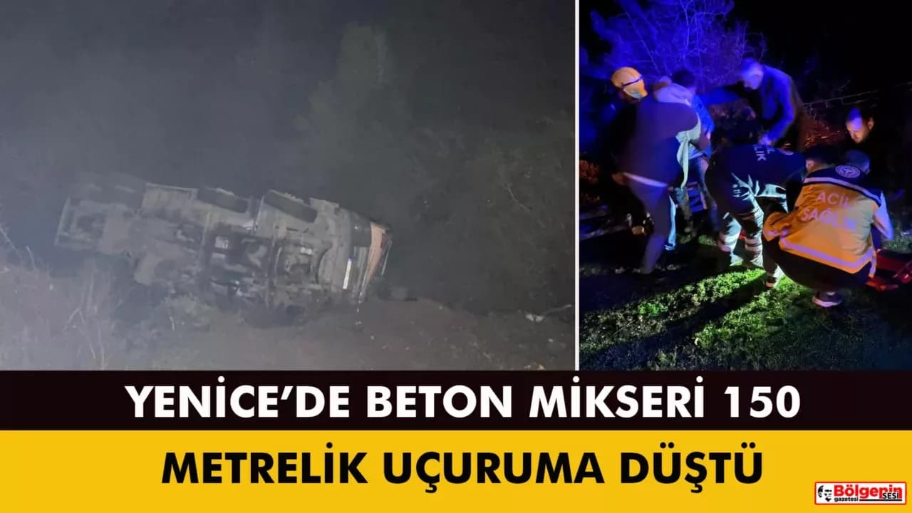 Beton mikseri 150 metrelik uçuruma yuvarlandı: 2 yaralı