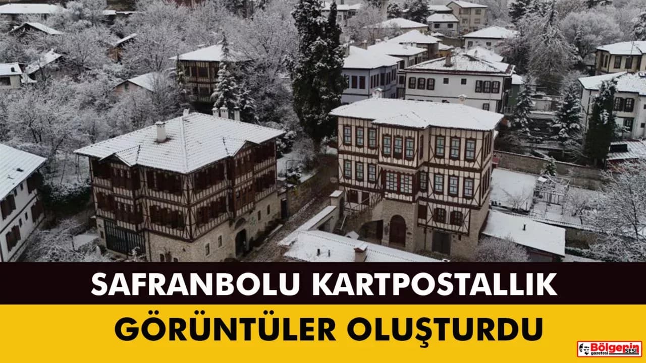Osmanlı kenti Safranbolu’nun tarihi konakları beyaz örtüyle kaplandı